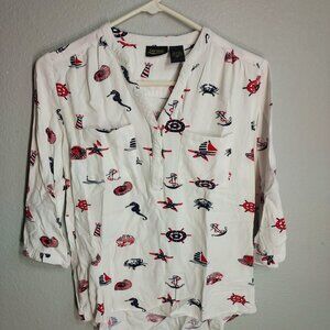 Sara Studio Nautical Theme Top - 3/4 Sleeves - Small